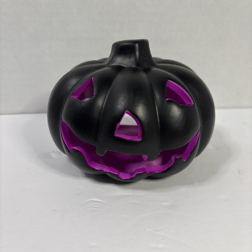 Halloween Black Jack-O-Lantern Pumpkin Purple Interior Foam Decor Spooky Prop